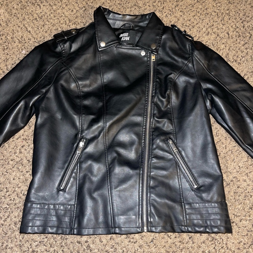 black leather jacket with zippers